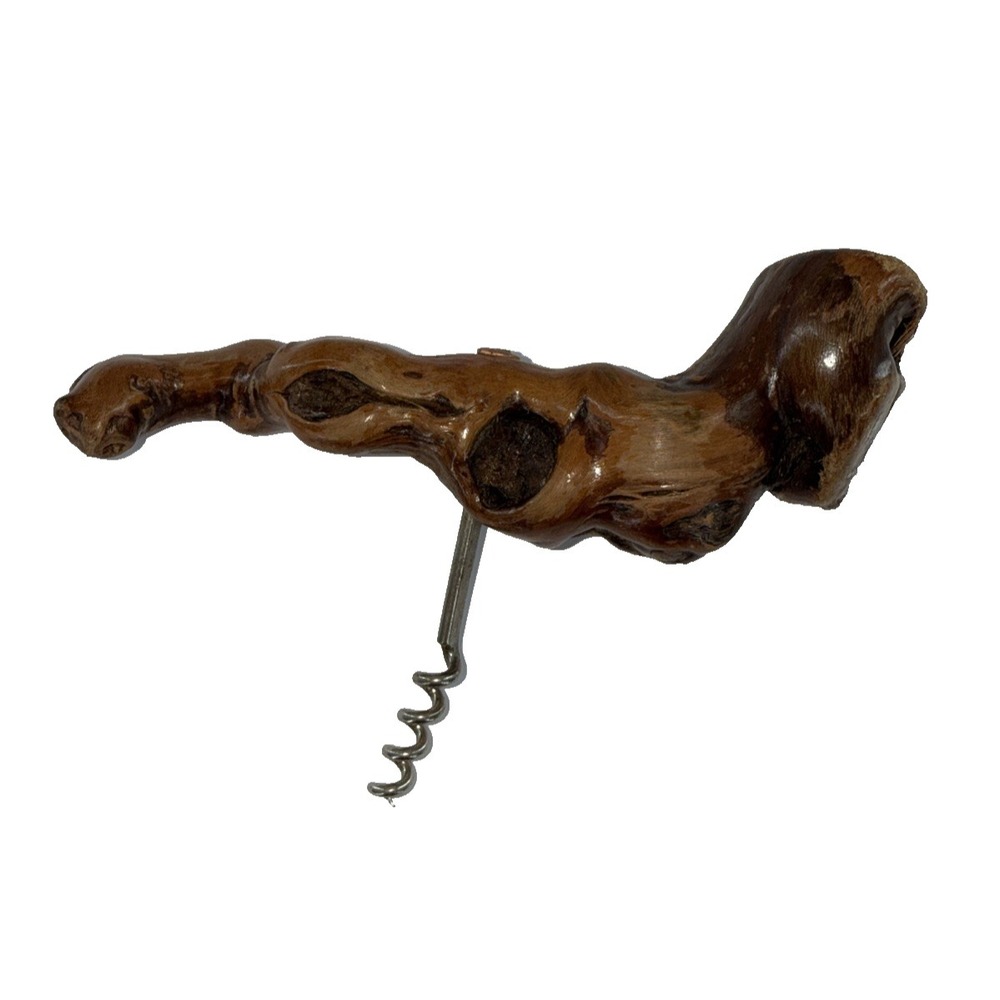 French Burl Wood Cork‎ Screw Laurent Siret Wine Opener Rustic Vintage